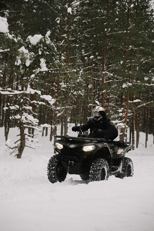 ATV driving in the snow